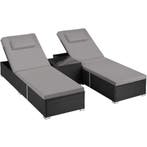 tectake Wicker-tweepersoonsligbed met tafel Carbonera, verst, Tuin en Terras, Verzenden, Nieuw