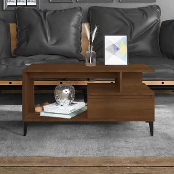 vidaXL Salontafel 90x49x45 cm bewerkt hout bruineiken, Verzenden, Nieuw
