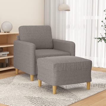 vidaXL Fauteuil met voetenbank / zetel 60 cm stof taupe, Verzenden
