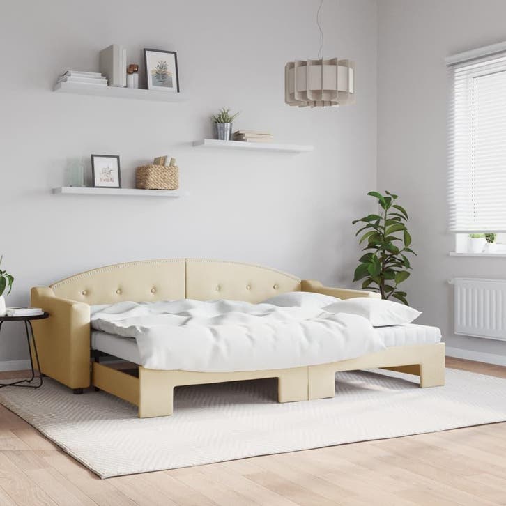 vidaXL Slaapbank met onderschuifbed en matrassen 80x200 cm, Maison & Meubles, Chambre à coucher | Lits, Envoi