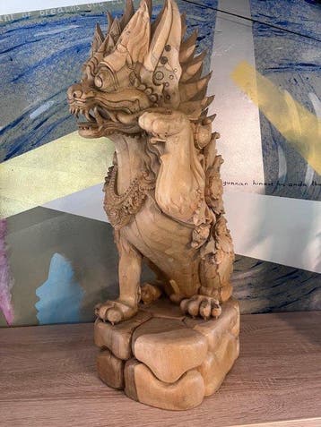 Grand Balong sculpté à la main – Bois tropical massif –