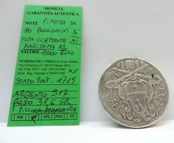 Italië. Papa Clemente XI. 80 Bolognini 1715 RARISSIMA R2