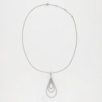 Collier avec pendentif - 18 carats Or blanc Diamant