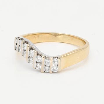 Ring - 14 karaat Geel goud Diamant (Natuurlijk)
