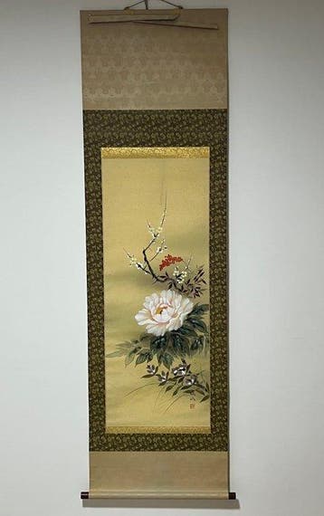 Set van 2 Japanse hangende rolletjes (Kakejiku) - Bloemen en