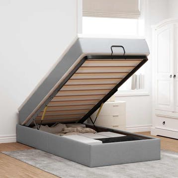 vidaXL Ottoman bed met matras 90x190cm stof lichtgrijs, Verzenden, Nieuw