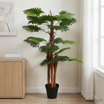 vidaXL Kunstmatige Fan Palmboom Groen 60 x 25 x 170 cm Stof, Huis en Inrichting, Kamerplanten, Verzenden