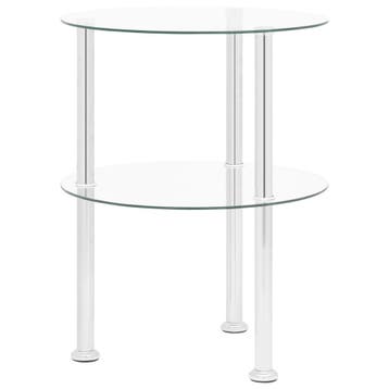 vidaXL Bijzettafel 2-laags 38 cm gehard glas transparant, Verzenden, Nieuw