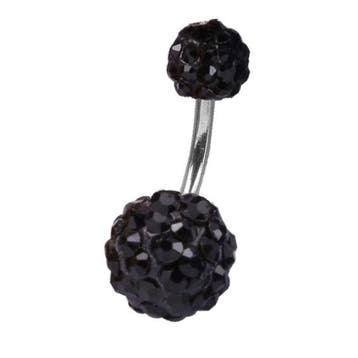 Fako Bijoux - Navelpiercing - Disco Dots Duo - 8mm - Zwart, Handtassen en Accessoires, Piercings, Verzenden, Nieuw