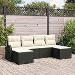 vidaXL Tuinbank Set met kussen 6 pcs Zwart Poly Riet, Verzenden, Nieuw