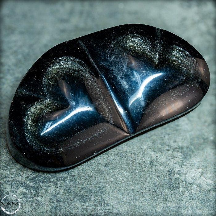 natuurlijke Silver Sheen Obsidian – gepolijste dubbele, Antiek en Kunst, Curiosa en Brocante