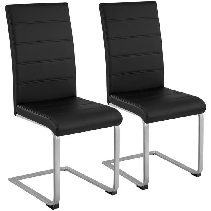 tectake Sledestoelen, kunstleer - zwart, Set van 2, Maison & Meubles, Chaises, Envoi