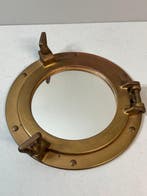 Miroir- Vieux hublot en laiton - miroir de bateau -, Antiquités & Art