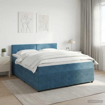 vidaXL Boxspringbed met matras Donkerblauw 140 x 190 cm, Verzenden, Nieuw