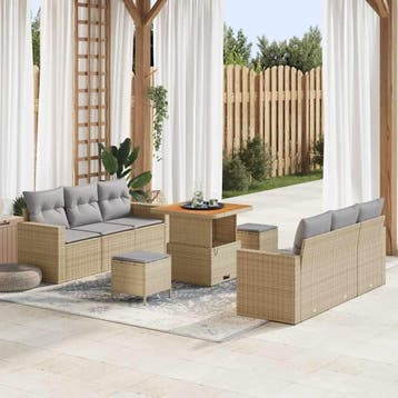 vidaXL Tuinbank Set 9 st 6-Aantal zitplaatsen Beige en, Verzenden, Nieuw