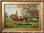 Joseph Faverot (1862-1918) - Koeien rond het erf, Antiek en Kunst, Kunst | Schilderijen | Klassiek