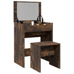 vidaXL Kaptafel met krukje 60x40x113,5 cm gerookt, Verzenden