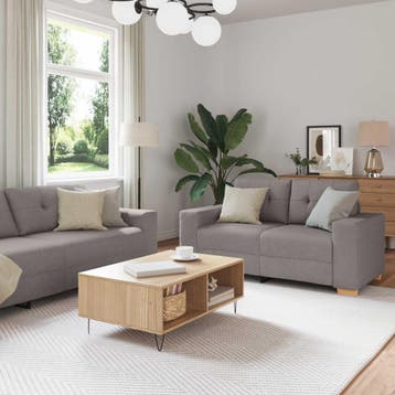 vidaXL bank / zetel 3 st Taupe Linnenmix Stoffen, Verzenden, Nieuw