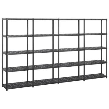 vidaXL Opbergrek 5-laags 284x38x170 cm kunststof zwart, Verzenden