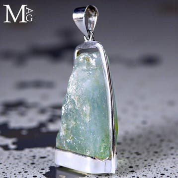 Pierre daigue-marine naturelle - argent 925 - Bijou en