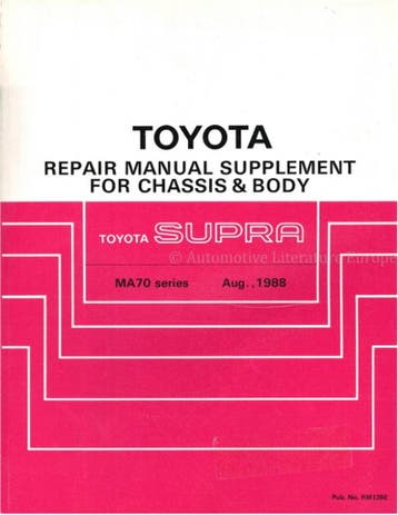 1988 TOYOTA SUPRA CHASSIS & CARROSSERIE (SUPPLEMENT), Auto diversen, Handleidingen en Instructieboekjes