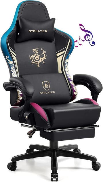 GTPLAYER Gamingstoel met Bluetooth-luidsprekers en voetenste, Verzenden, Nieuw