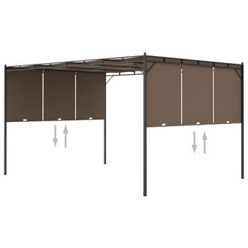 vidaXL Tuinprieel met zijgordijn 4x3x2,25 m taupe, Tuin en Terras, Verzenden, Nieuw
