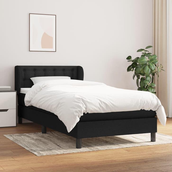 vidaXL Boxspring met matras stof zwart 90x200 cm, Maison & Meubles, Chambre à coucher | Lits, Envoi