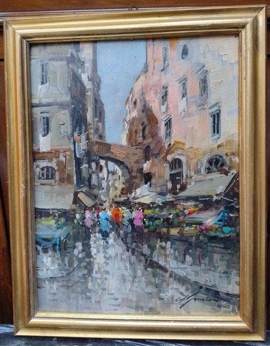 Antonio Gravina (1934-2011) - Mercatino, Antiek en Kunst, Kunst | Schilderijen | Klassiek