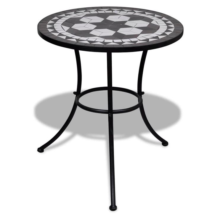 vidaXL Bistrotafel 60 cm mozaïek zwart en wit, Tuin en Terras, Tuintafels, Nieuw, Verzenden
