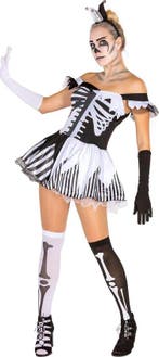 2dekans | Dressforfun vrouwenkostuum Black-White-Skeleton M, Kinderen en Baby's, Carnavalskleding en Verkleedspullen, Ophalen of Verzenden