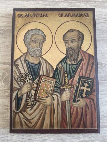 Icoon - Heilige Petrus en Paulus, handgeschilderde houten