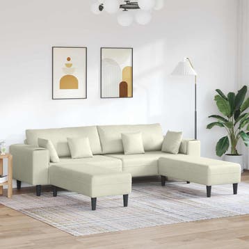 vidaXL bank / zetel 3 st Crème Fluweel, Verzenden, Nieuw