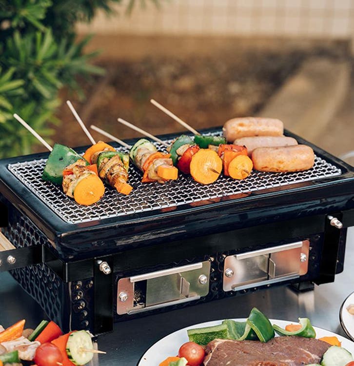 Barbecue de table en céramique - noir - 50 x 22 x 12 cm |, Tuin en Terras, Houtskoolbarbecues, Verzenden