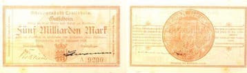 Duitsland 5 Milliarden Mark Crailsheim 1923 Notgeld druck..., Verzenden