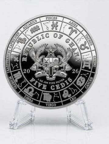 Ghana. 5 Cedis 2026 – Leo – Aquarelle Zodiac Series – 1 oz