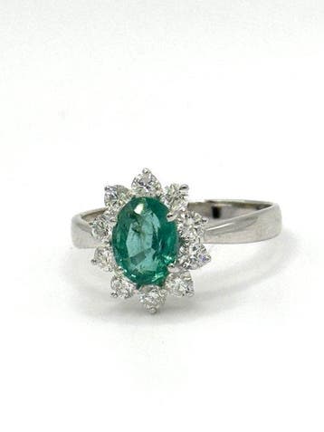 Verlovingsring - 18 karaat Witgoud - 2.02ct. tw. Smaragd -