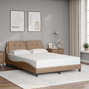 vidaXL Bedframe zonder matras Zadar cappuccinokleurig, Verzenden, Nieuw