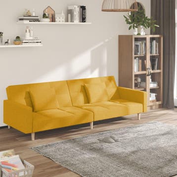 vidaXL Slaapbank / zetel 2-zits met 2 kussens stof geel, Huis en Inrichting, Verzenden, Nieuw