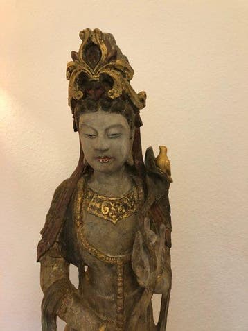 Grote houten beeld van Guanyin (Avalokiteshvara) - 119 cm -