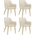 tectake Eetkamerstoel Avane, fluweellook, gestoffeerd - beig, Verzenden