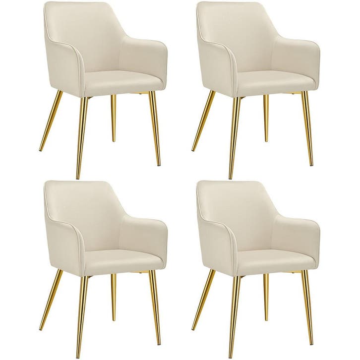 tectake Eetkamerstoel Avane, fluweellook, gestoffeerd - beig, Maison & Meubles, Chaises, Envoi