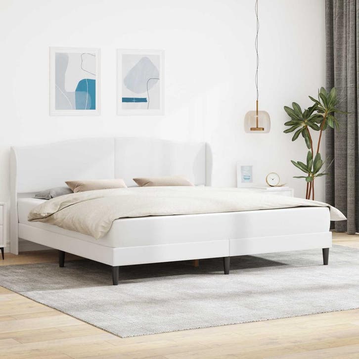 vidaXL Bedframe met hoofdeinde Wit 180 x 200 cm Kunstleer, Maison & Meubles, Chambre à coucher | Lits, Envoi