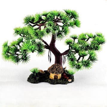 Bonsaiboom met hutje 15cm / Aquariumdecoratie As-201, Verzenden, Nieuw, Gevuld zeewateraquarium