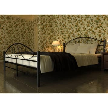 vidaXL Bed met matras metaal zwart 180x200 cm, Verzenden