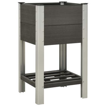 vidaXL Plantenbak verhoogd met schap 50x50x90 cm HKC grijs, Verzenden, Nieuw