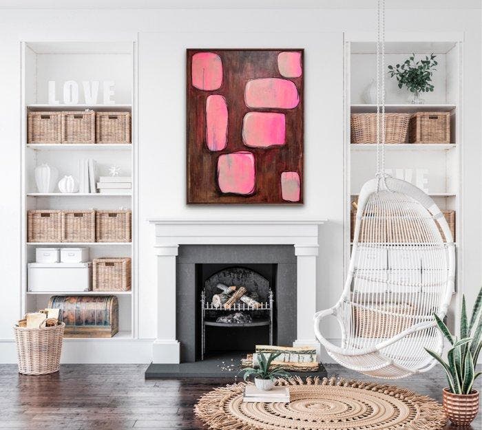 Esty O - Mocha & Blush, Antiquités & Art, Art | Peinture | Moderne