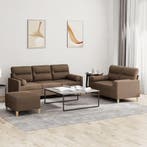vidaXL 3-delige Loungeset met kussens stof bruin, Verzenden