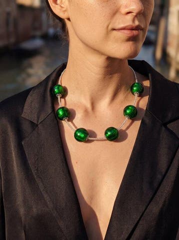 Murano-glas - Halsketting - Argento Sommerso