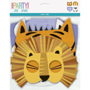 Jungle Dieren Maskers 8st, Verzenden